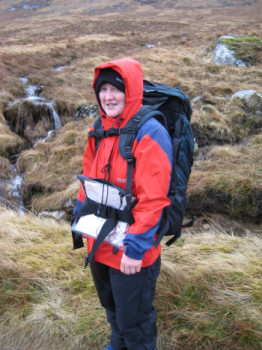 Marj having fun on Creag Pitridh