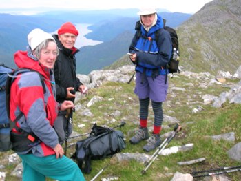 Eilidh, Peter and Rhona on Five Sisters ridge